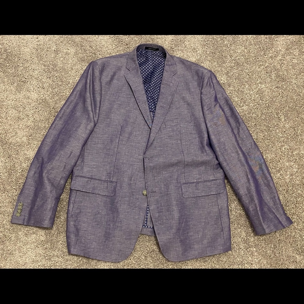 Alan Flusser Men’s Linen Jacket Blazer Purple 46R EUC